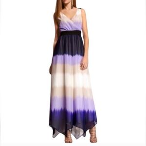 Express Ombré Purple Chiffon Overlay Sleeveless V-neck Maxi Dress, Small, NWT